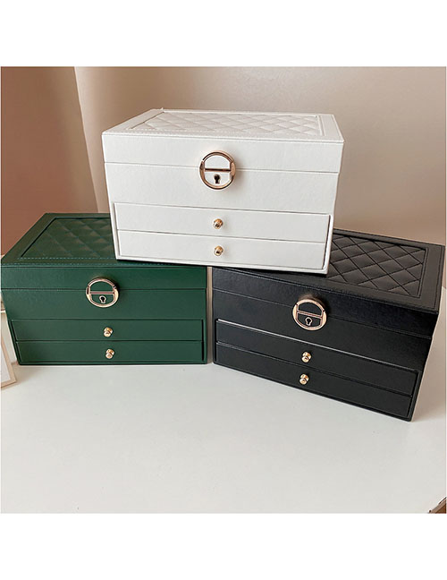 Fashion Jewelry Box - Green (23*17*13.6) Large-capacity Multi-layer Drawer Storage Box With Lock