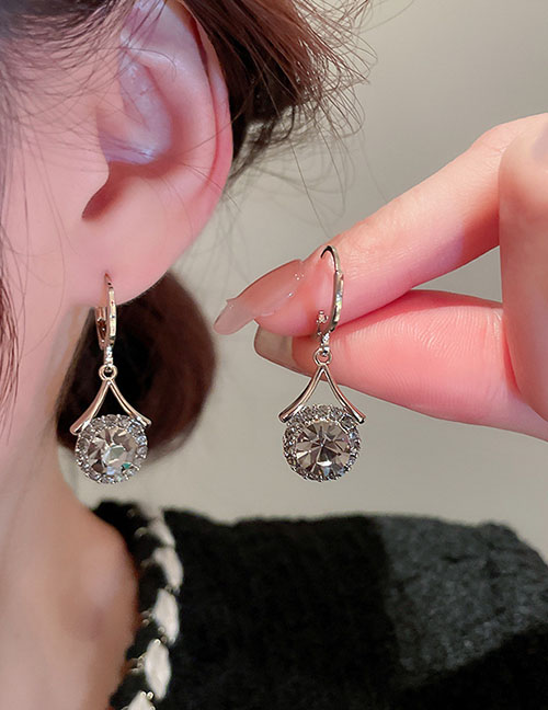 Fashion Earrings - Black Alloy Diamond Geometric Hoop Earrings