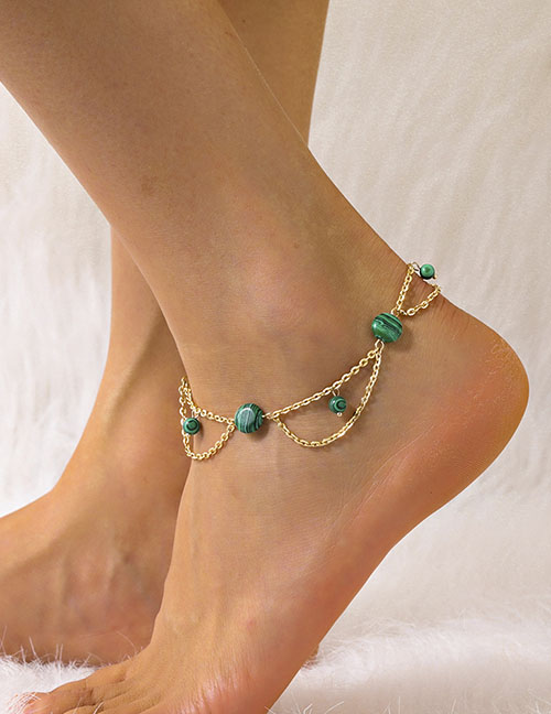Fashion 7# Alloy Geometric Turquoise Chain Anklet
