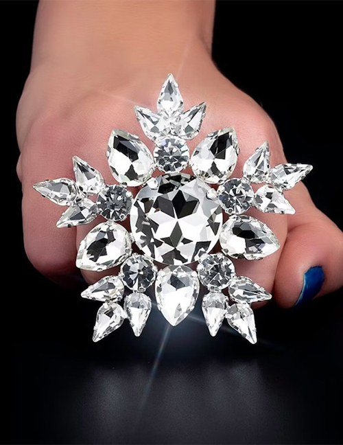 Fashion The Flowers Alloy Diamond Geometric Flower Ring
