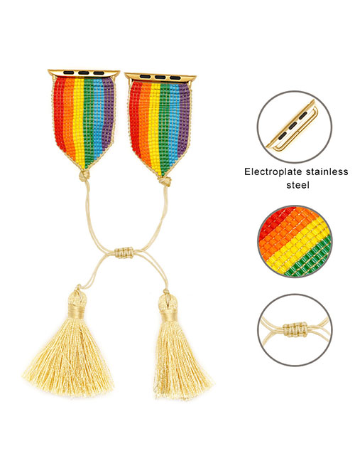 Fashion Color Rainbow Bead Woven Watch Strap