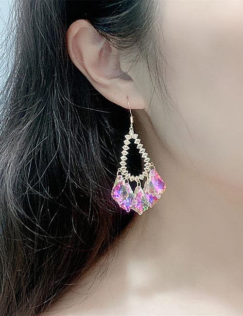 Fashion Gold Geometric Crystal Cutout Earrings