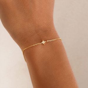 Fashion White Gold Metal Diamond Eight-pointed Star Bracelet