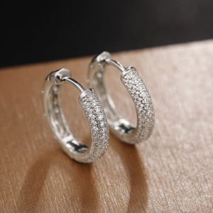 Fashion Silver Copper Diamond Round Earrings For Men