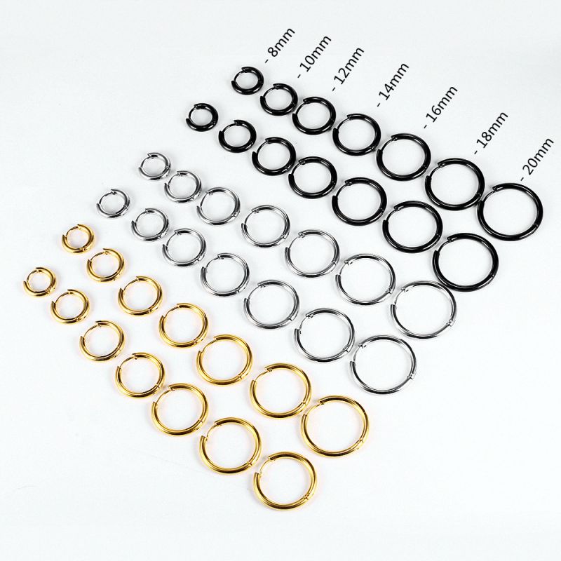 Fashion Black 20mm (single) Titanium Steel Geometric Round Mens Earrings (single)