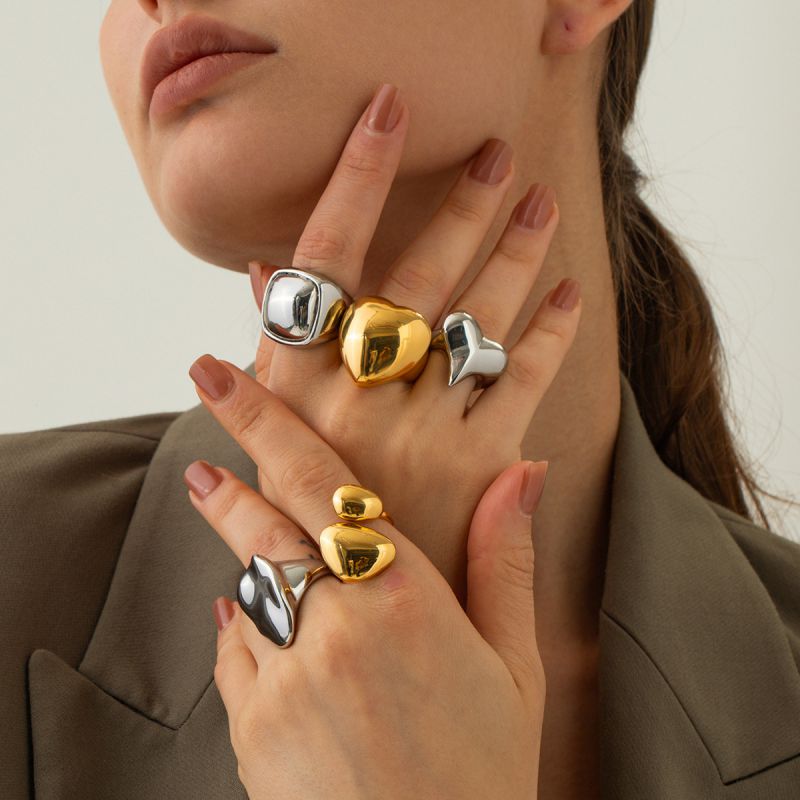 Fashion 9# Stainless Steel Geometric Ring