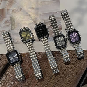 Fashion Silver With Green Surface Metal Square Dial Watch (with Electronics)