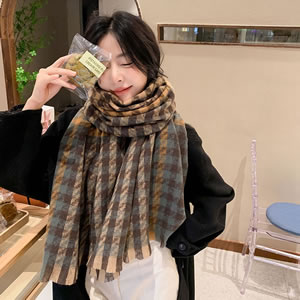 Fashion Mika Color Polyester Contrast Houndstooth Scarf