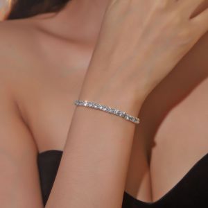 Fashion Silver Geometric Set Round Diamond Bracelet