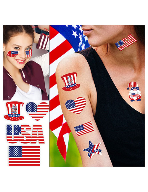 Fashion Independence Day Face Sticker Mix (10 Pieces) Paper Flag Stickers