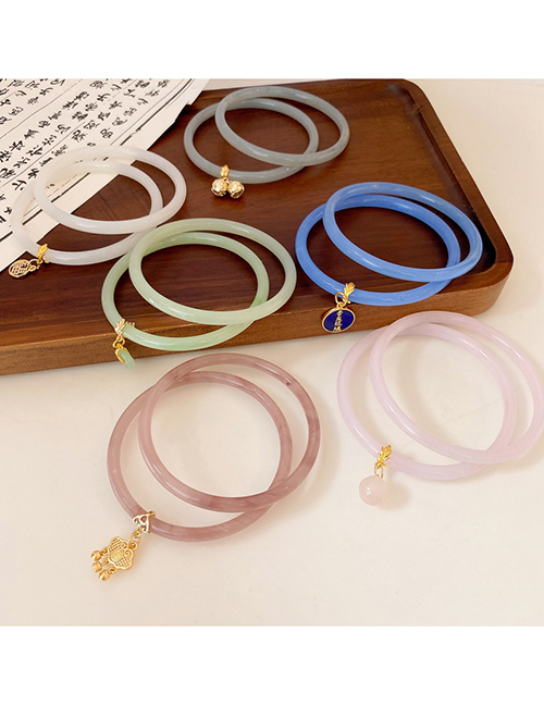 Fashion Bracelet - Light Pink (real Gold Plating Set Of 2) Set Of Two Geometric Imitation Jade Bracelets