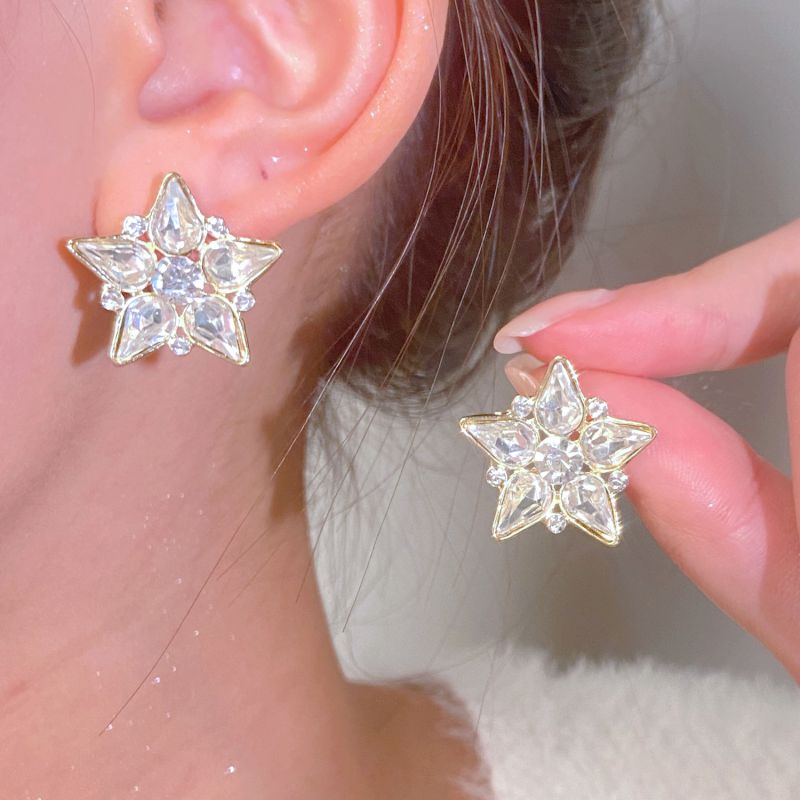 Fashion 13# Alloy Diamond Starburst Earrings