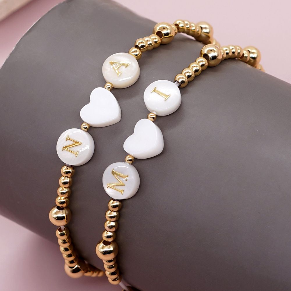 Fashion 2# Alloy Geometric Beaded Shell Love Letter Bracelet