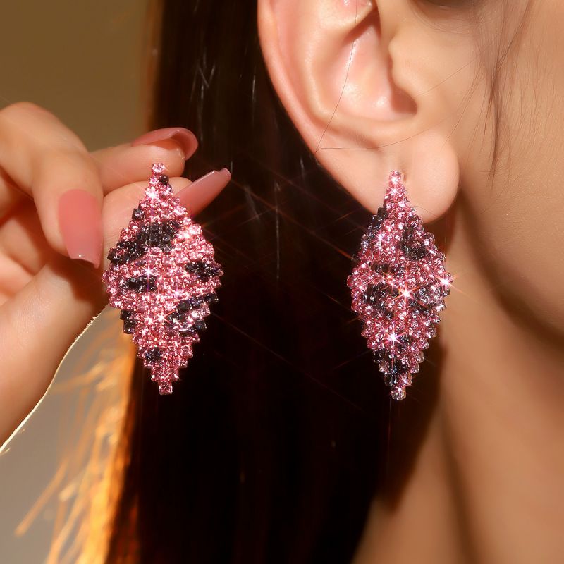 Fashion 3# Geometric Diamond Love Earrings