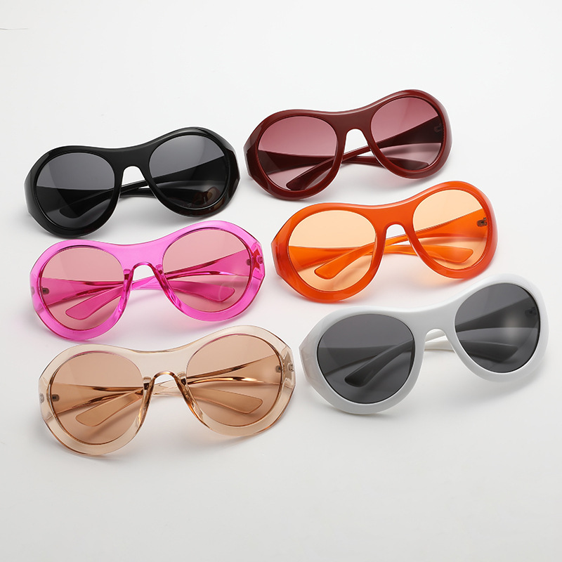 Fashion Through Tea Pc Large Frame Oval Sunglasses