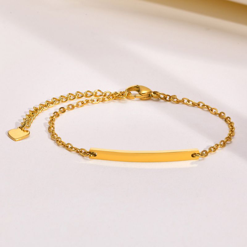 Fashion Gold 12+3cm Stainless Steel Blank Curved Tag Children's Bracelet 