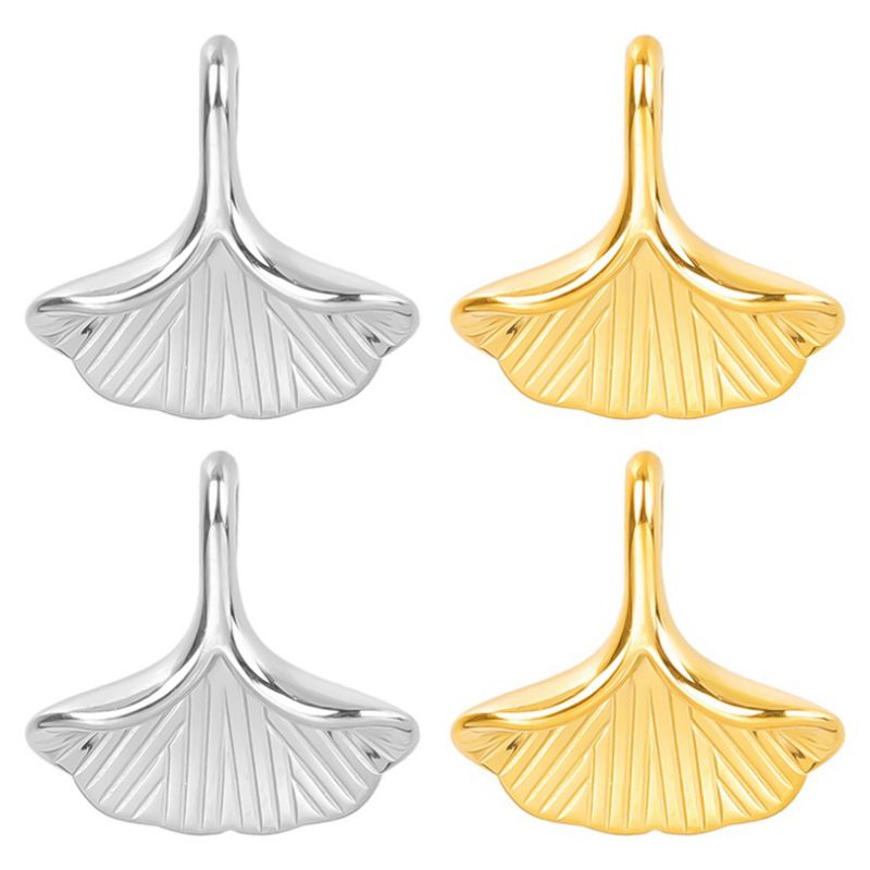Fashion Silver Stainless Steel Ginkgo Leaf Pendant 