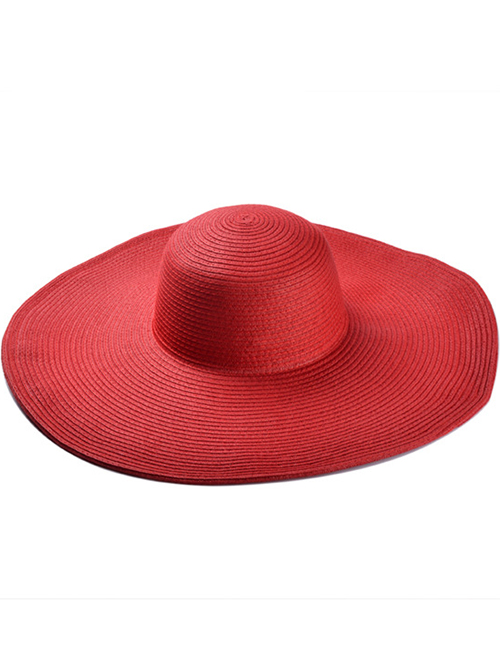 Fashion Scarlet Sunscreen Straw Hat:Asujewelry.com