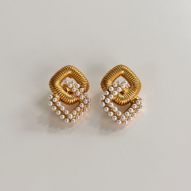 Fashion Pearl Style Titanium Steel Diamond Pearl Diamond Stud Earrings ...