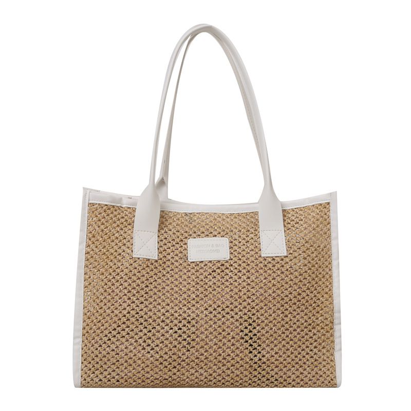 Fashion White Straw Large Capacity Shoulder Bag :Asujewelry.com