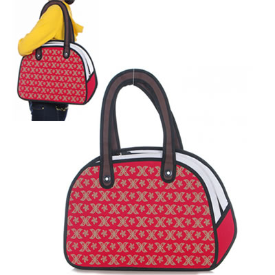 Health Red 3D Stereoscopic Effect Design PVC Handbags:Asujewelry.com
