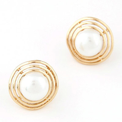 brilliant White Pearl Decorated Simple Design:Asujewelry.com