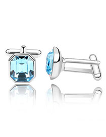 Stretch Sea Blue Simple Octagon Shape Design Austrian Crystal Crystal Brooches