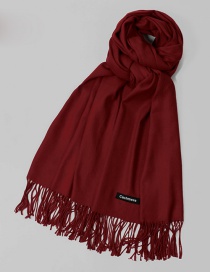 Fashion Red Tassel Decorated Pure Color Scarf