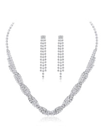 Fashion Silver Copper And Diamond Necklace Set