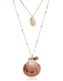 Fashion Gold Metal Seashell Double Necklace