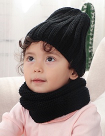 Fashion Black Children's Scarf Hat Two-piece