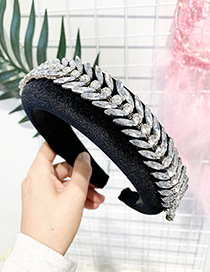 Fashion Black Fabric Rhinestone Leaf Headband