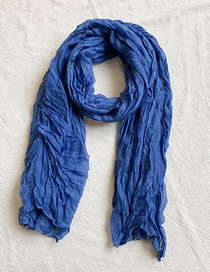 Fashion Blue Knitted Pleated Scarf