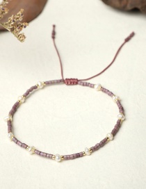 Fashion Light Purple Rice Beads Hand-woven Natural Freshwater Pearl Bracelet