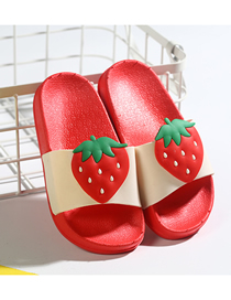 Fashion Big Strawberry Fruit Animal Contrast Color Soft Bottom Slippers