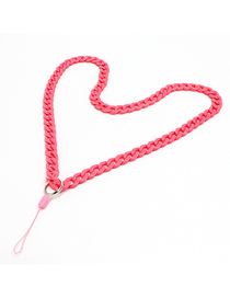 Fashion Pink Acrylic Solid Color Chain Hanging Neck Mobile Phone Chain