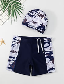 Fashion Camouflage Childrens Swimming Trunks And Caps