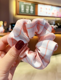 Fashion Pink Plaid【large Intestine Ring】 Lattice Bowknot Large Intestine Ring Alloy Fabric Hair Rope Hairpin
