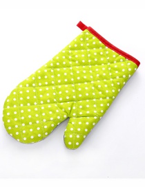 Fashion Small Dot-green Thickened Heat-insulated Microwave Oven Special Baking Gloves