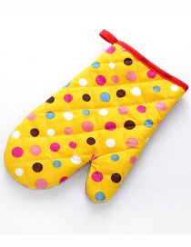 Fashion Big Dot-yellow Thickened Heat-insulated Microwave Oven Special Baking Gloves