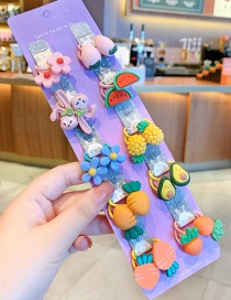 Fashion Bunny Fruit [20-piece Set] Resin Flower Animal And Fruit Childrens Elastic Hair Rope Set