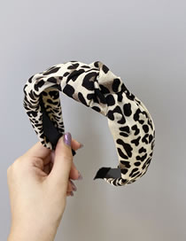 Fashion Knotted Beige Knotted Leopard Print Bowknot Plastic Wide Side Hair Band With Tooth