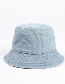 Fashion Light Blue Denim Solid Color Light Board Big Edge Shade Fisherman Hat