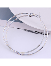 Fashion Silver Color 60mm Smooth Round Alloy Earrings