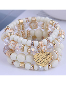 Fashion Milky White Love Crystal Beaded Letters Multilayer Bracelet