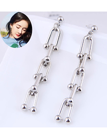 Fashion Silver Metal U-shaped Chain Earrings