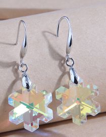 Fashion Silver Alloy Snowflake Crystal Stud Earrings