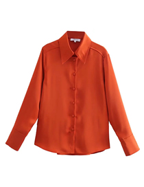 Fashion Orange Satin Lapel Button-down Shirt
