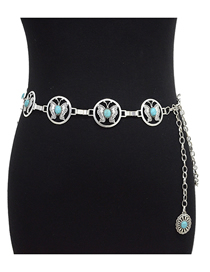 Fashion Style One Faux Leather Turquoise Butterfly Geometric Waist Chain