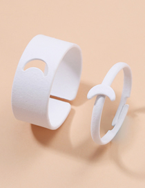 Fashion White Metal Lacquer Crescent Open Ring Set